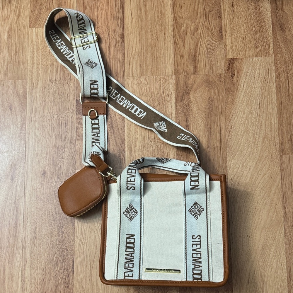 Steve Madden Brown and Cream Men's Messenger Bag